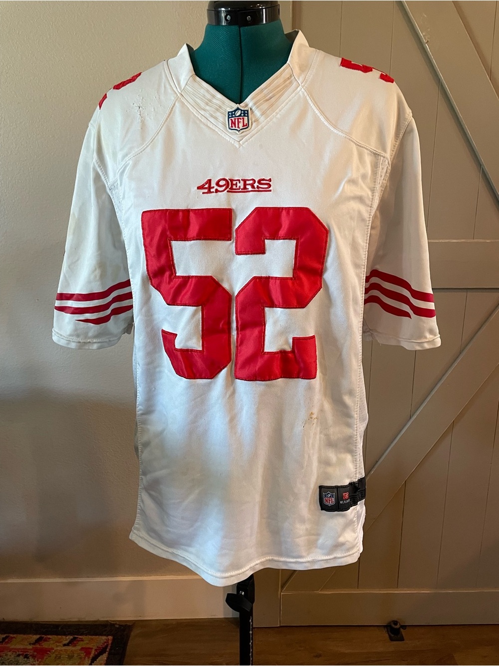 NFL San Francisco 49ers White and Red #52 Men's Jersey